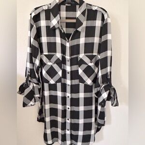 Sanctuary Women’s Tartan Plaid Boyfriend Super Soft Flannel Shirt Sz L